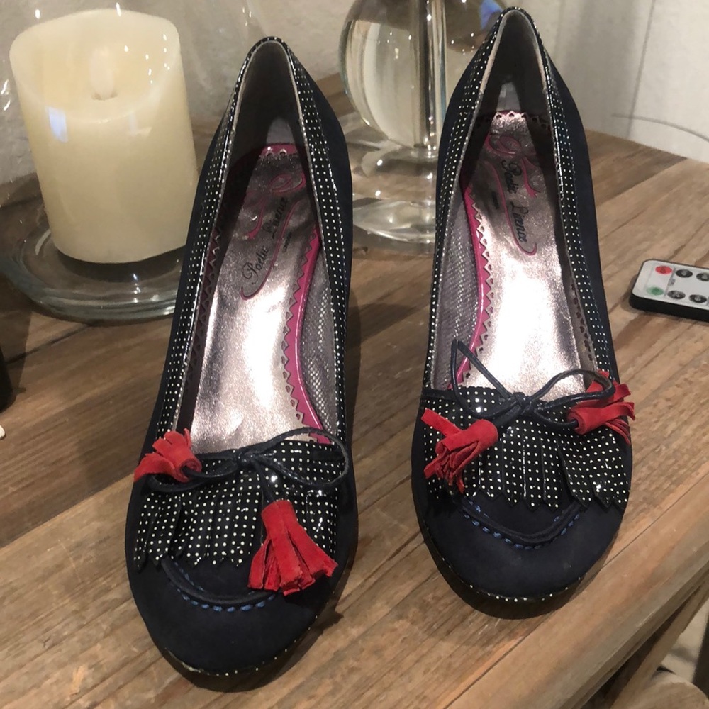 Poetic Licence Oxford Heels with red tassels.